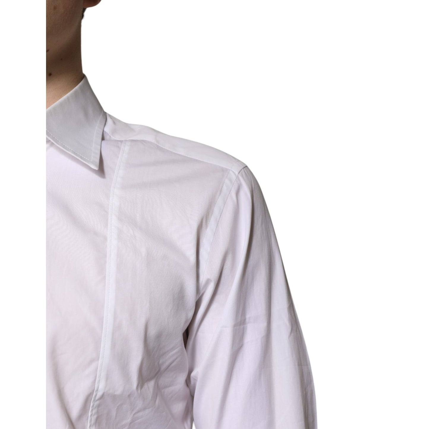 Dolce & Gabbana White Cotton Collared Dress Formal Shirt