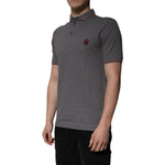 Dolce & Gabbana Gray Cotton Crown Collared Polo T-shirt TSH84557-44