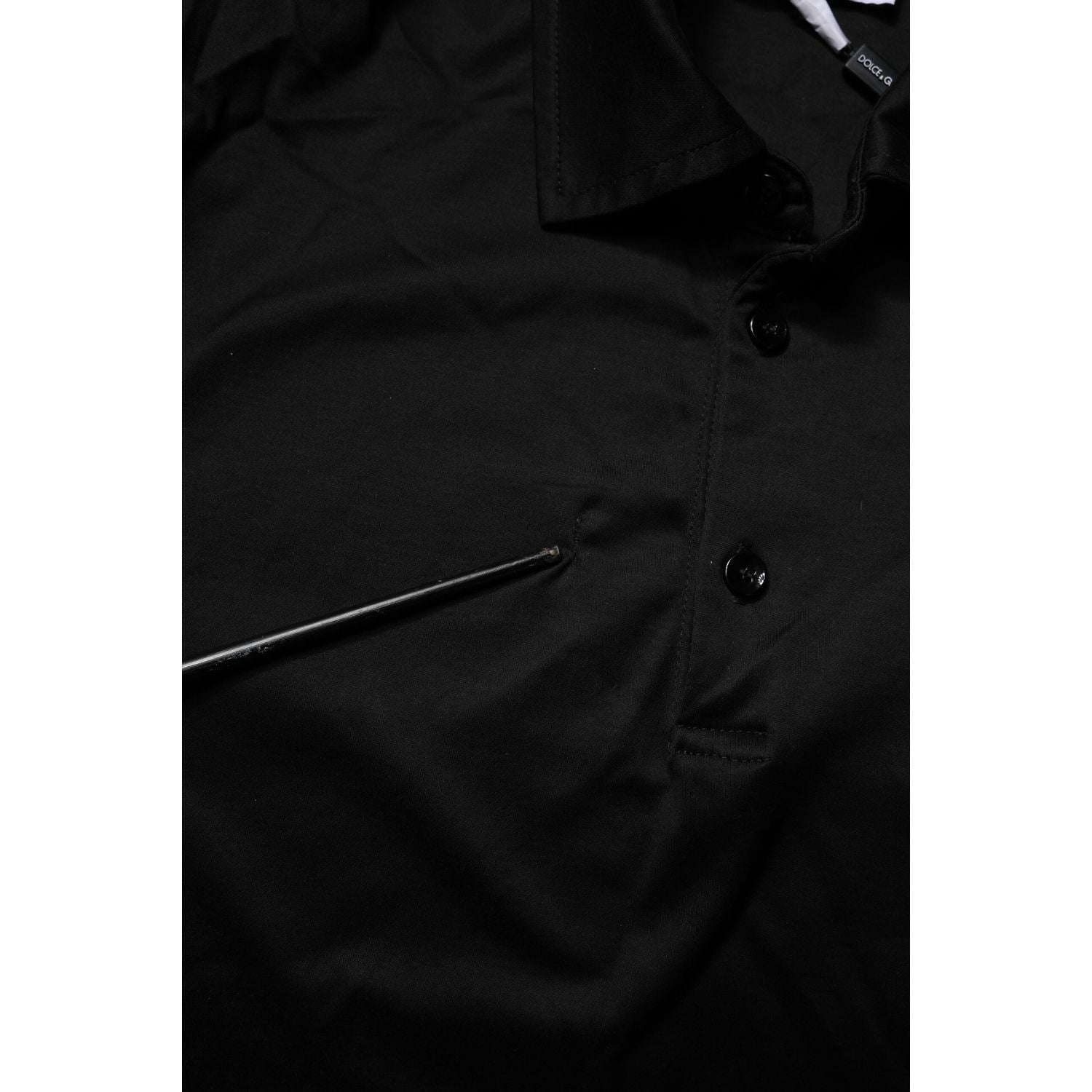 Dolce & Gabbana Black Cotton Collared Polo T-shirt