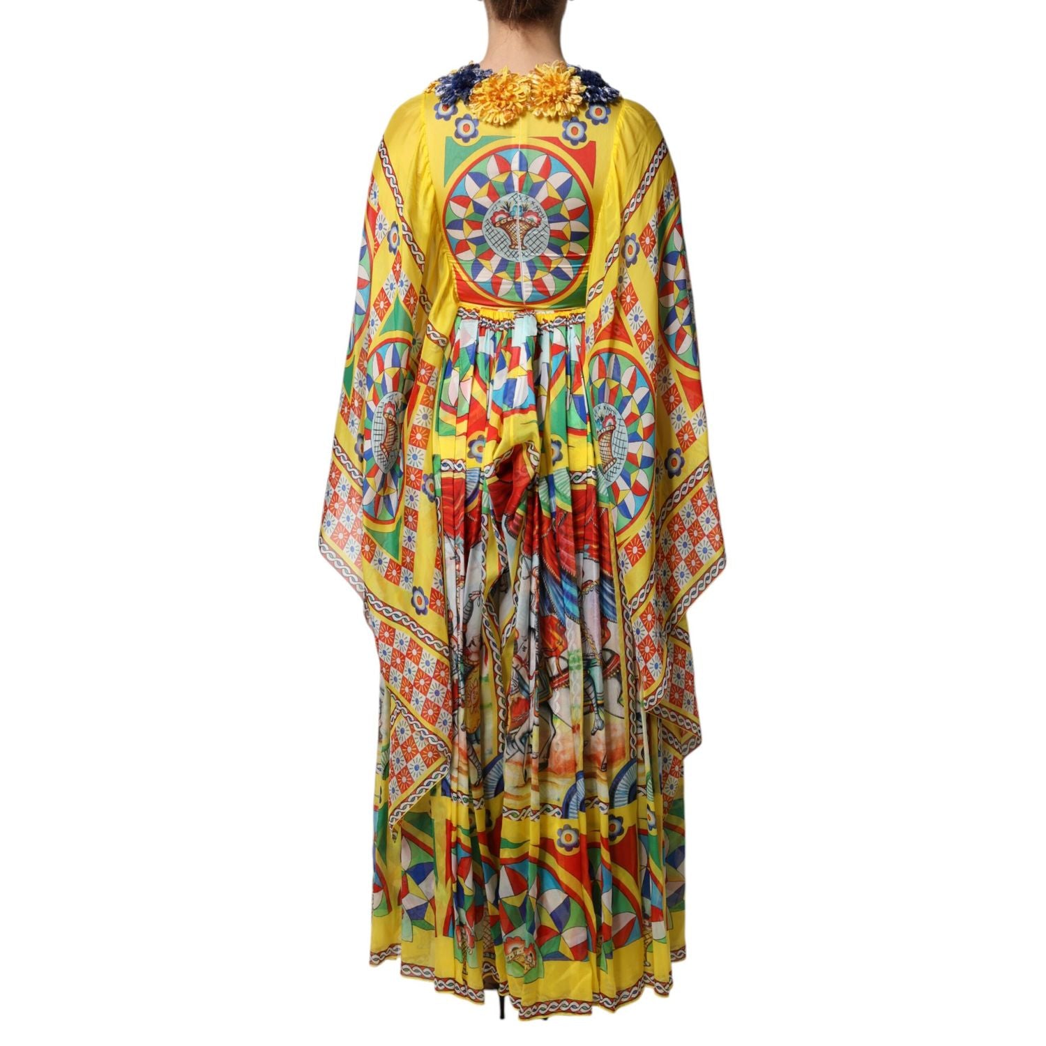 Dolce & Gabbana Multicolour Carretto Print Kaftan Twill Dress