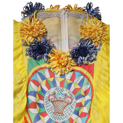 Dolce & Gabbana Multicolour Carretto Print Kaftan Twill Dress