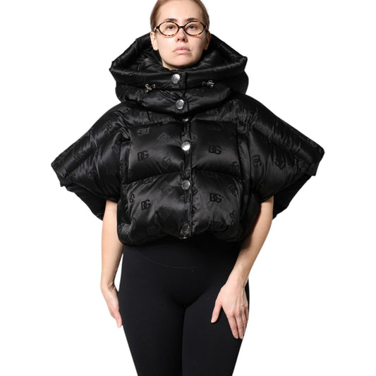Dolce & Gabbana Black Padded Puffer Hooded Full Zip Cropped Jacket JKT41394-40