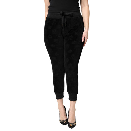 Dolce & Gabbana Black All-Over DG Logo Print Jogger Pants PAN75958-40