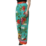 Dolce & Gabbana Green Silk Printed Straight Pants PAN76262-40
