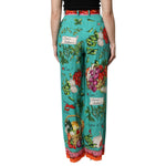 Dolce & Gabbana Green Silk Printed Straight Pants PAN76262-40