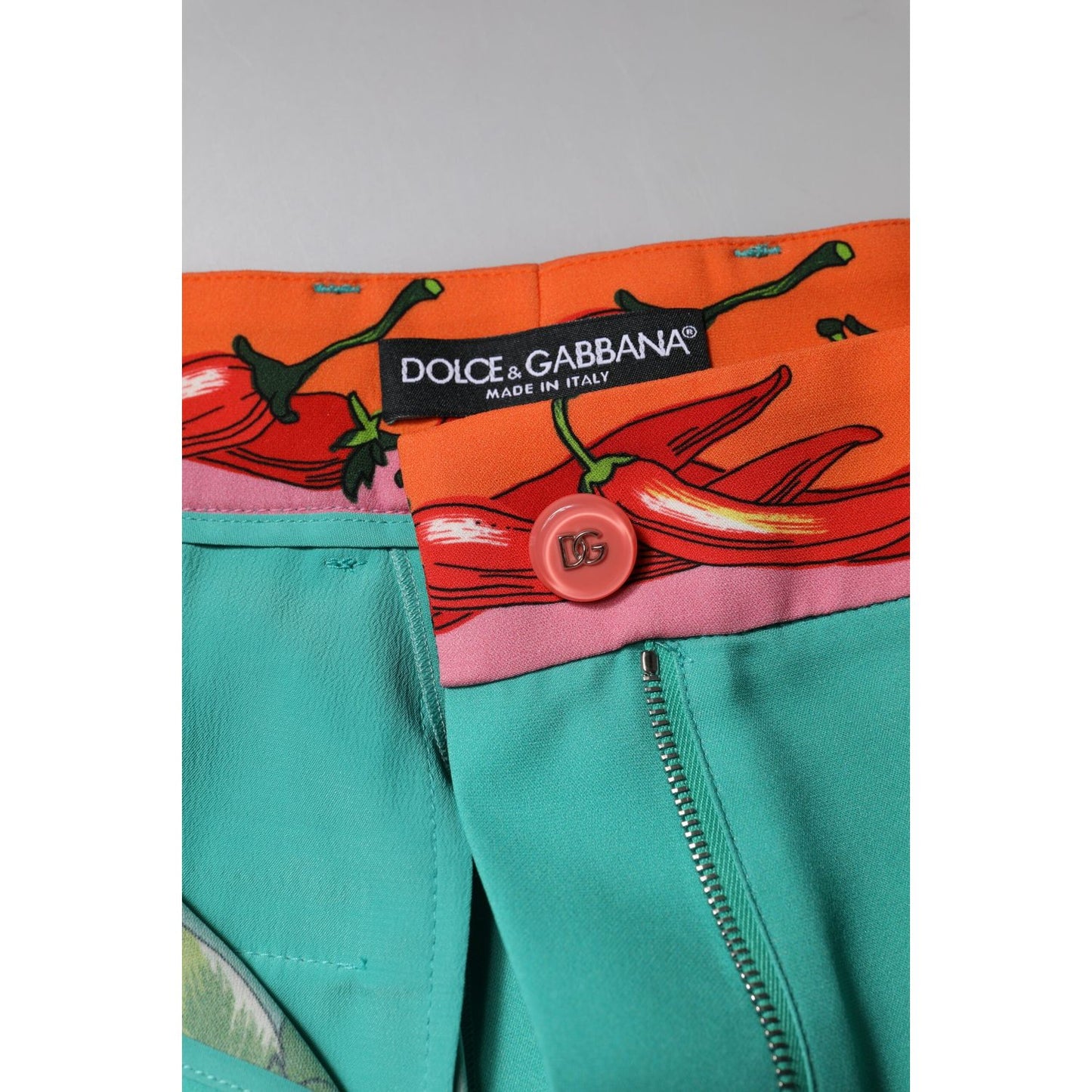 Dolce & Gabbana Green Silk Printed Straight Pants PAN76262-40