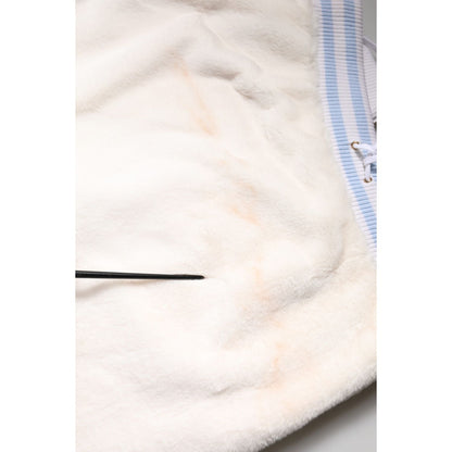 Dolce & Gabbana Off White Faux Fur High Waisted Mini Skirt