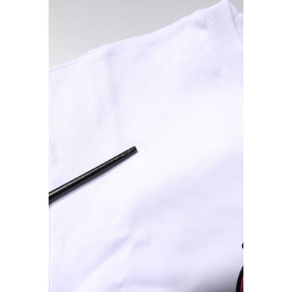 Dolce & Gabbana White Printed Cotton Crew Neck Tee T-shirt