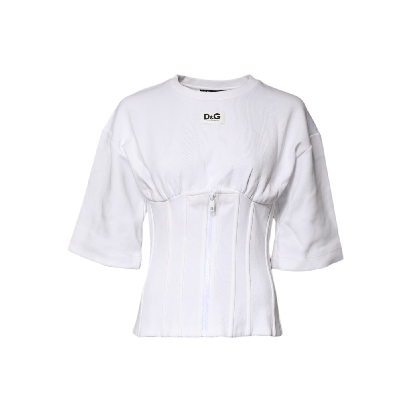 Dolce & Gabbana White Cotton Blend 3/4 Sleeves Blouse Top TSH87024-38