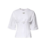 Dolce & Gabbana White Cotton Blend 3/4 Sleeves Blouse Top TSH87024-38