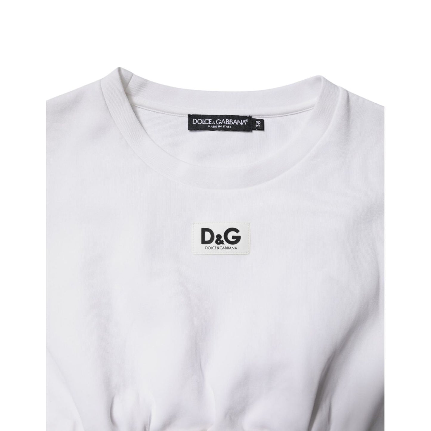 Dolce & Gabbana White Cotton Blend 3/4 Sleeves Blouse Top TSH87024-38