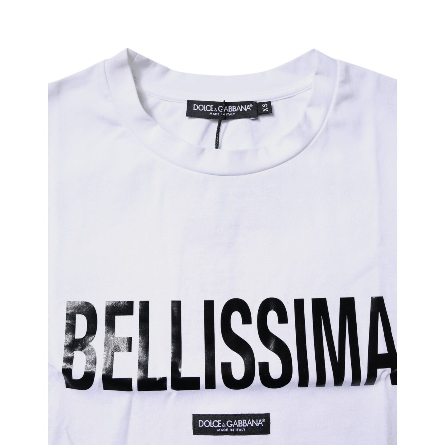 Dolce & Gabbana White Bellissima Cotton Crew Neck T-shirt TSH87039-38