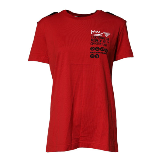 Dolce & Gabbana Red Cotton Round Neck Short Sleeves T-shirt TSH87151-38