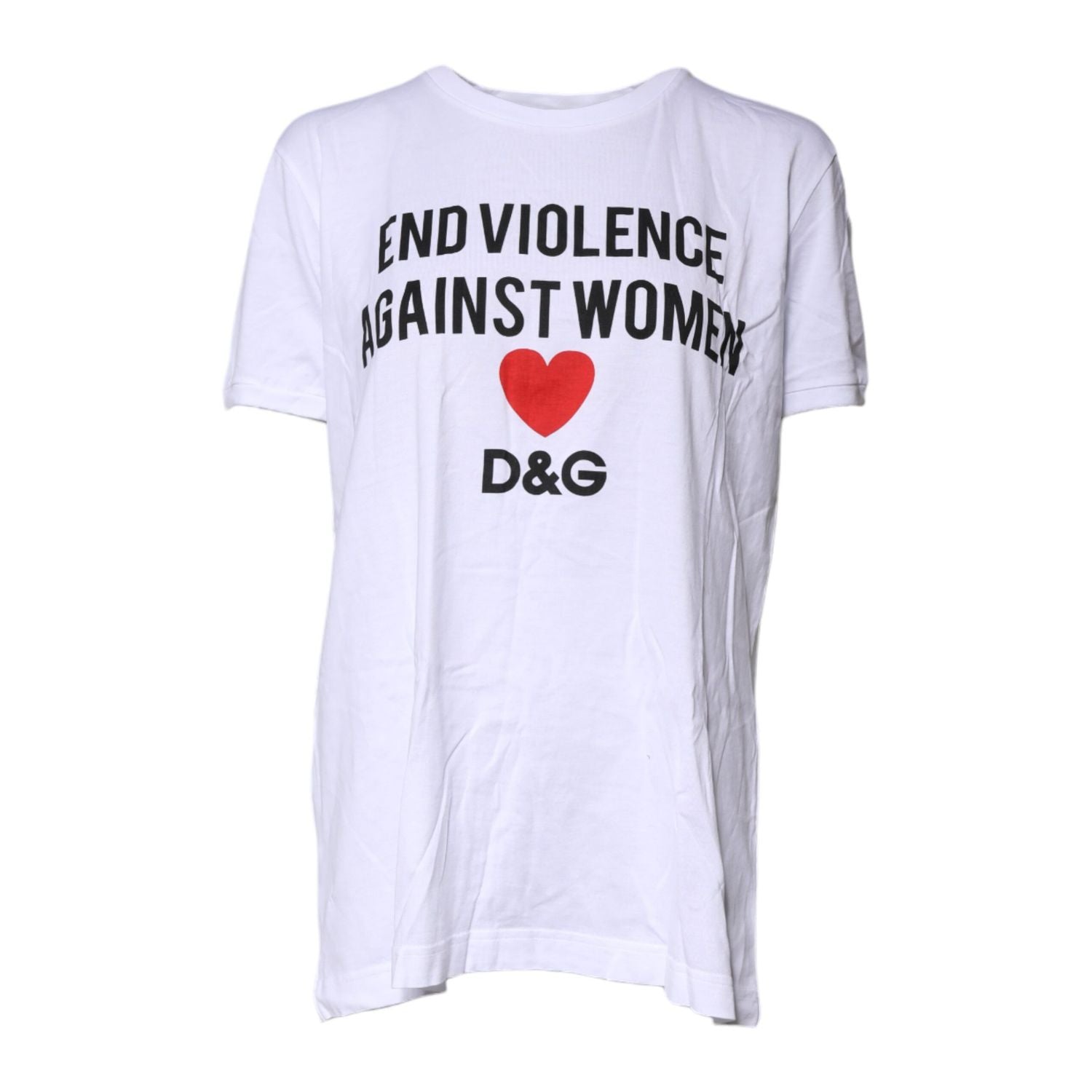 Dolce & Gabbana White Cotton Printed Round Neck Top T-shirt