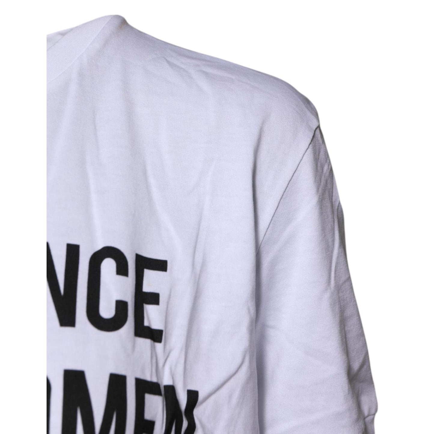 Dolce & Gabbana White Cotton Printed Round Neck Top T-shirt TSH87177-44
