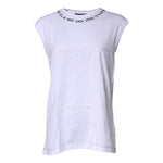 Dolce & Gabbana White Cotton Sleeveless Printed Tank T-shirt TSH87184-38