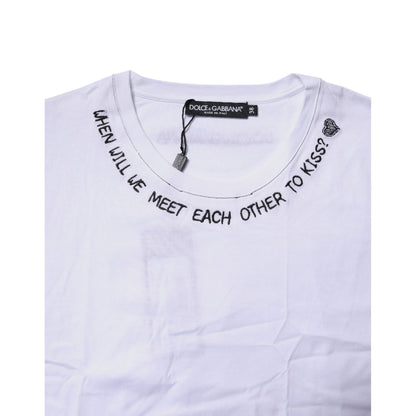 Dolce & Gabbana White Cotton Sleeveless Printed Tank T-shirt