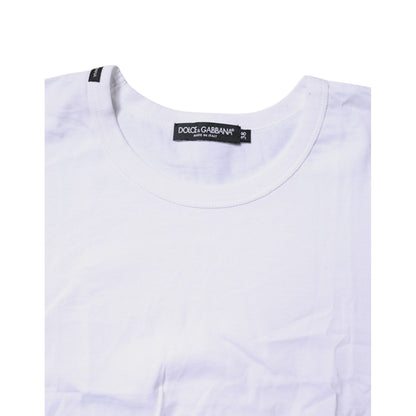 Dolce & Gabbana White Cotton Crew Neck Cropped Top T-shirt
