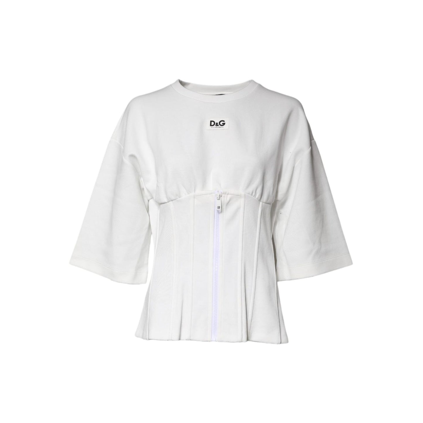 Dolce & Gabbana White Cotton Blend 3/4 Sleeves Blouse Top TSH87228-44