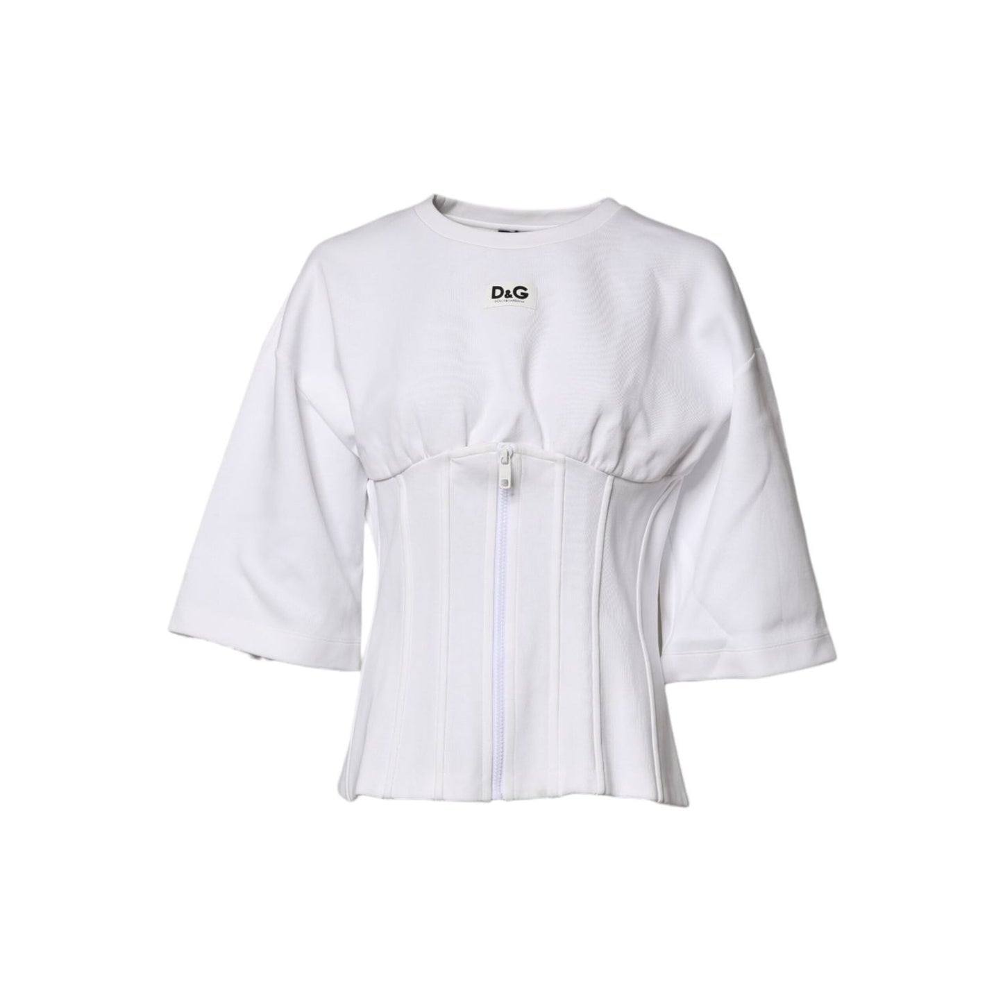 Dolce & Gabbana White Cotton Blend 3/4 Sleeves Blouse Top TSH87229-46