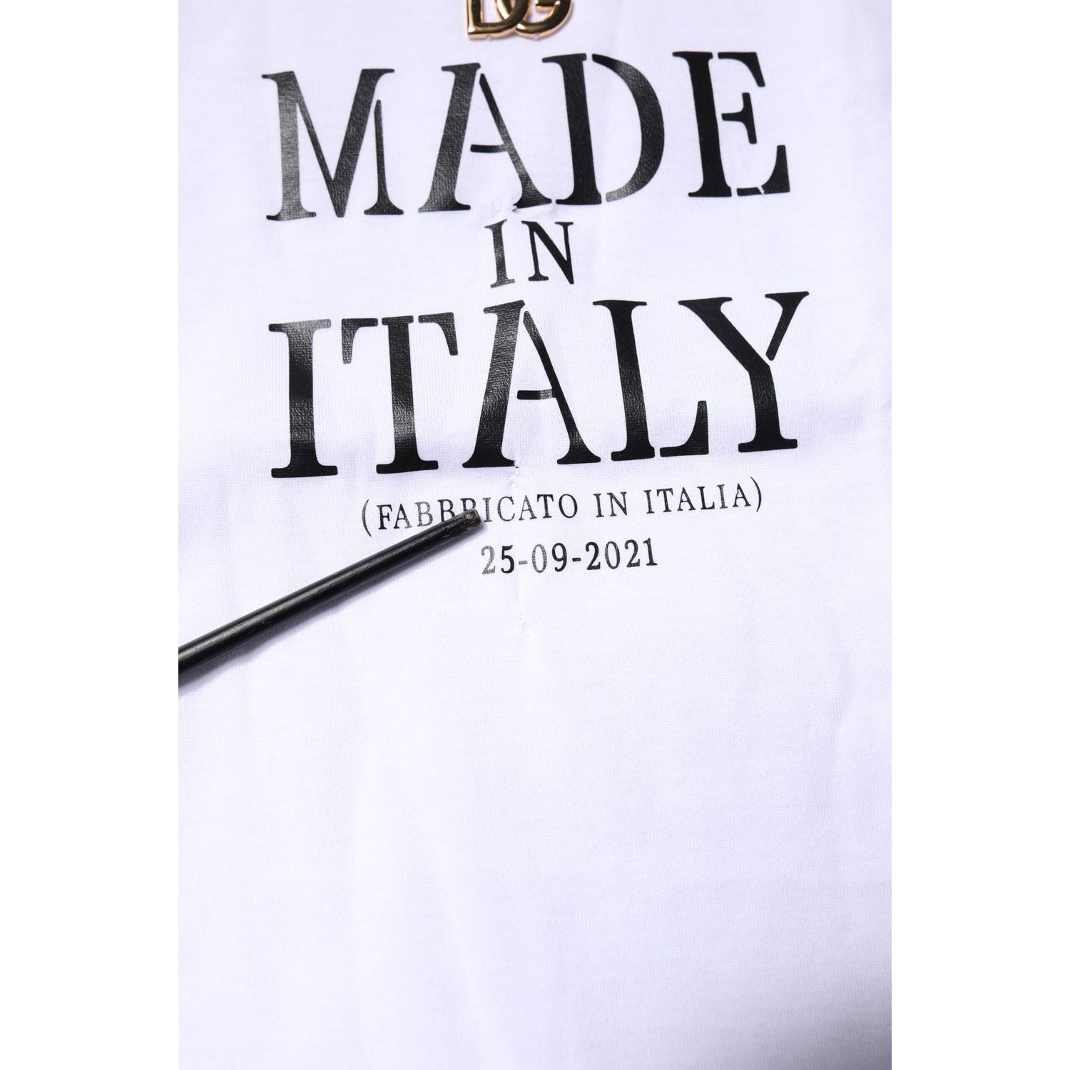 Dolce & Gabbana White Printed Round Neck Top Cotton T-shirt