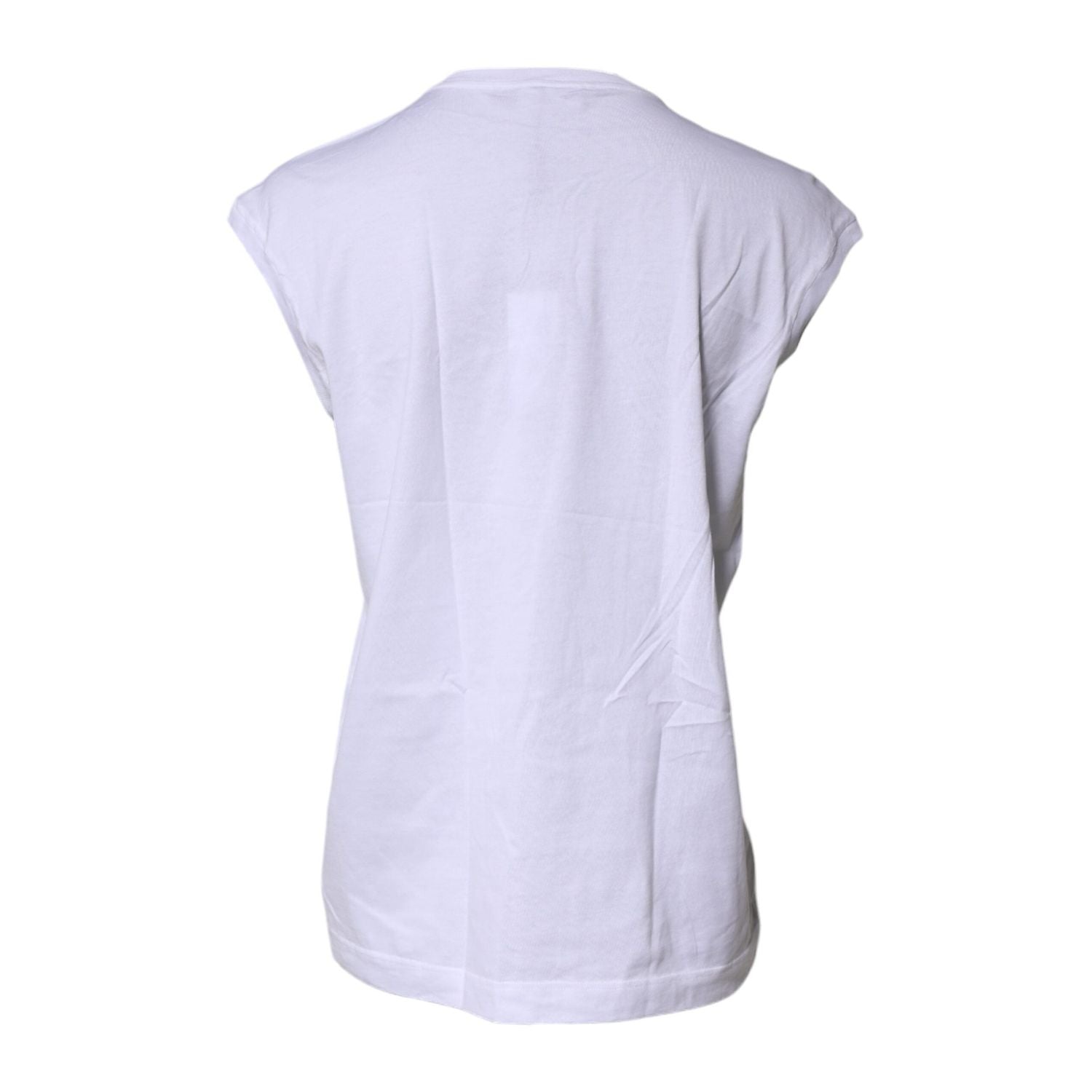 Dolce & Gabbana White Cotton Sleeveless Round Neck Tank Top