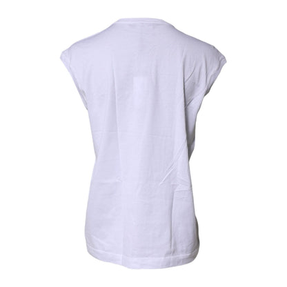 Dolce & Gabbana White Cotton Sleeveless Round Neck Tank Top