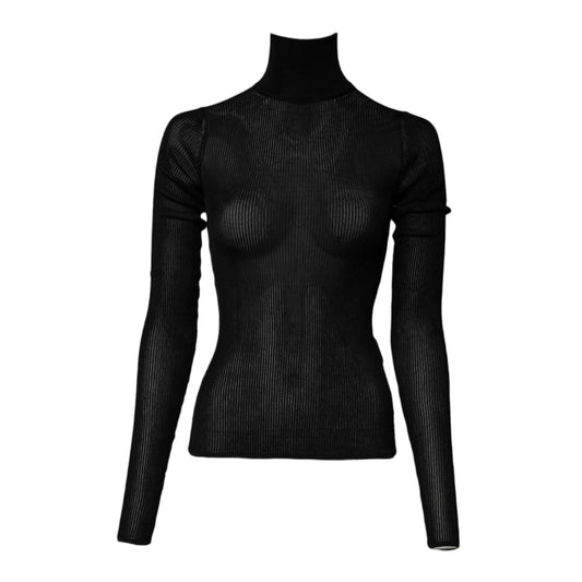 Dolce & Gabbana Black Knit Long Sleeves Turtleneck Slim Top TSH878523-40