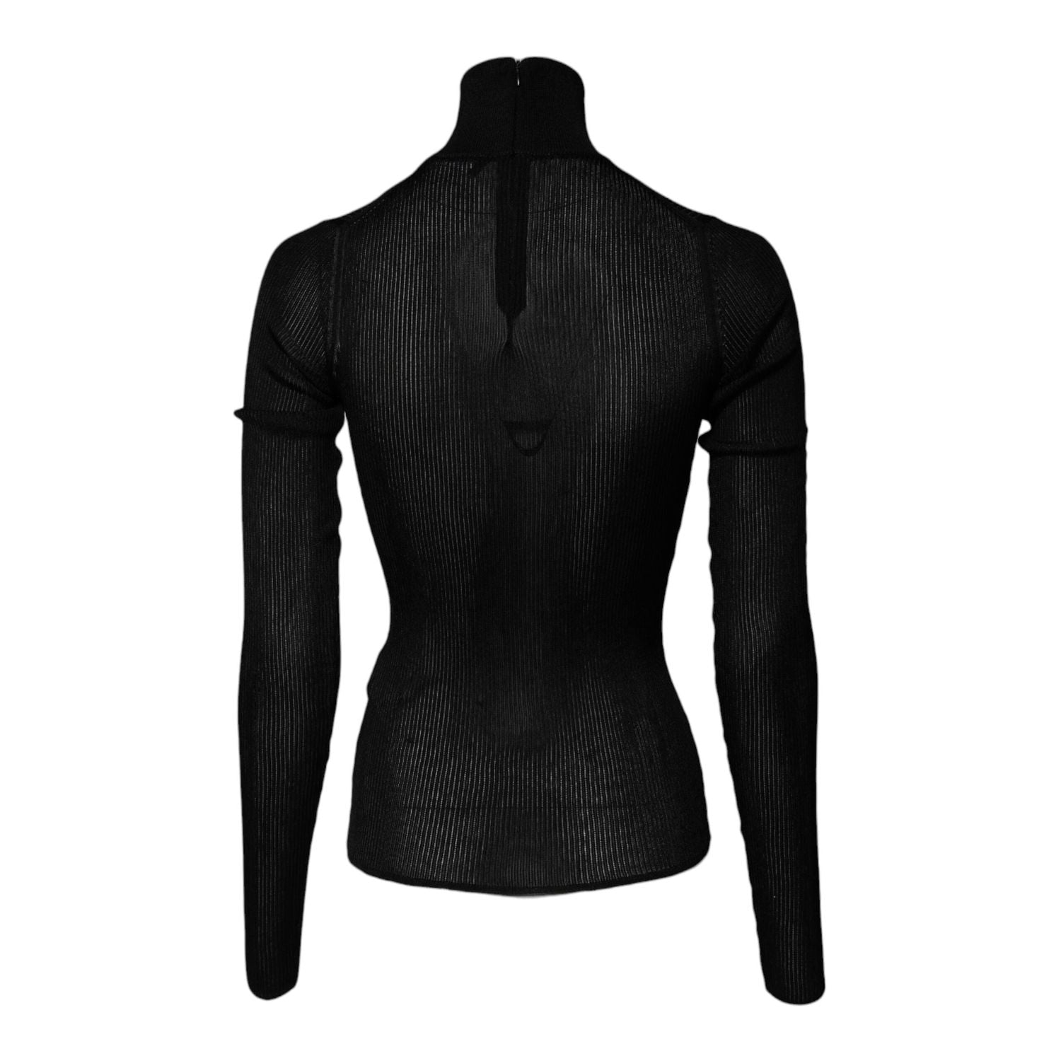 Dolce & Gabbana Black Knit Long Sleeves Turtleneck Slim Top