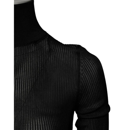 Dolce & Gabbana Black Knit Long Sleeves Turtleneck Slim Top