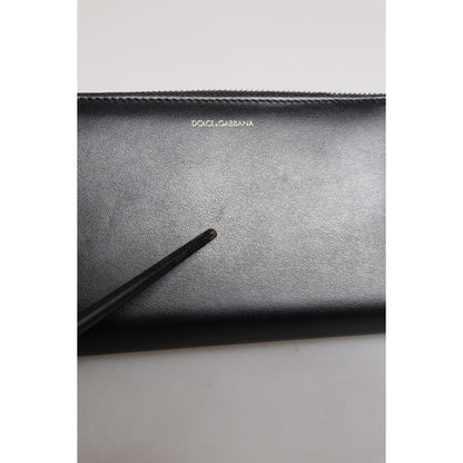 Dolce & Gabbana Black Blue Exotic Leather Embossed Continental Wallet