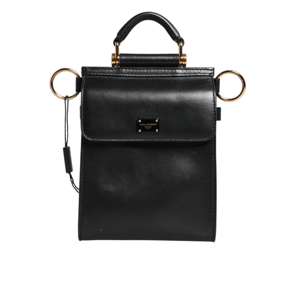 Dolce & Gabbana Black Calfskin Leather Logo Plaque Mini Bag BAG4596