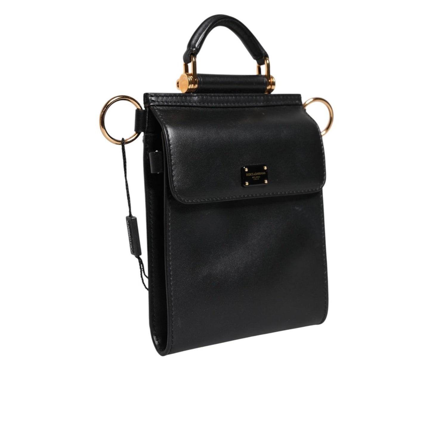 Dolce & Gabbana Black Calfskin Leather Logo Plaque Mini Bag BAG4596