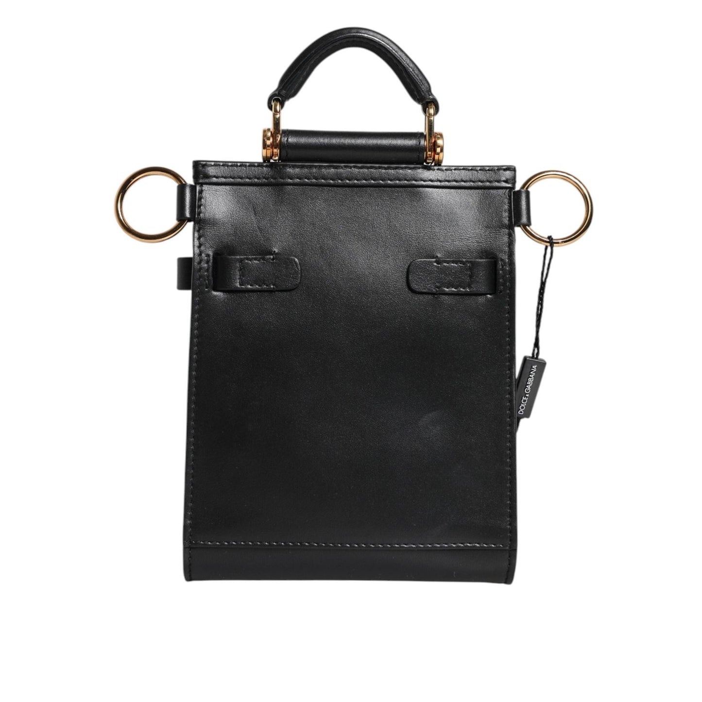 Dolce & Gabbana Black Calfskin Leather Logo Plaque Mini Bag BAG4596