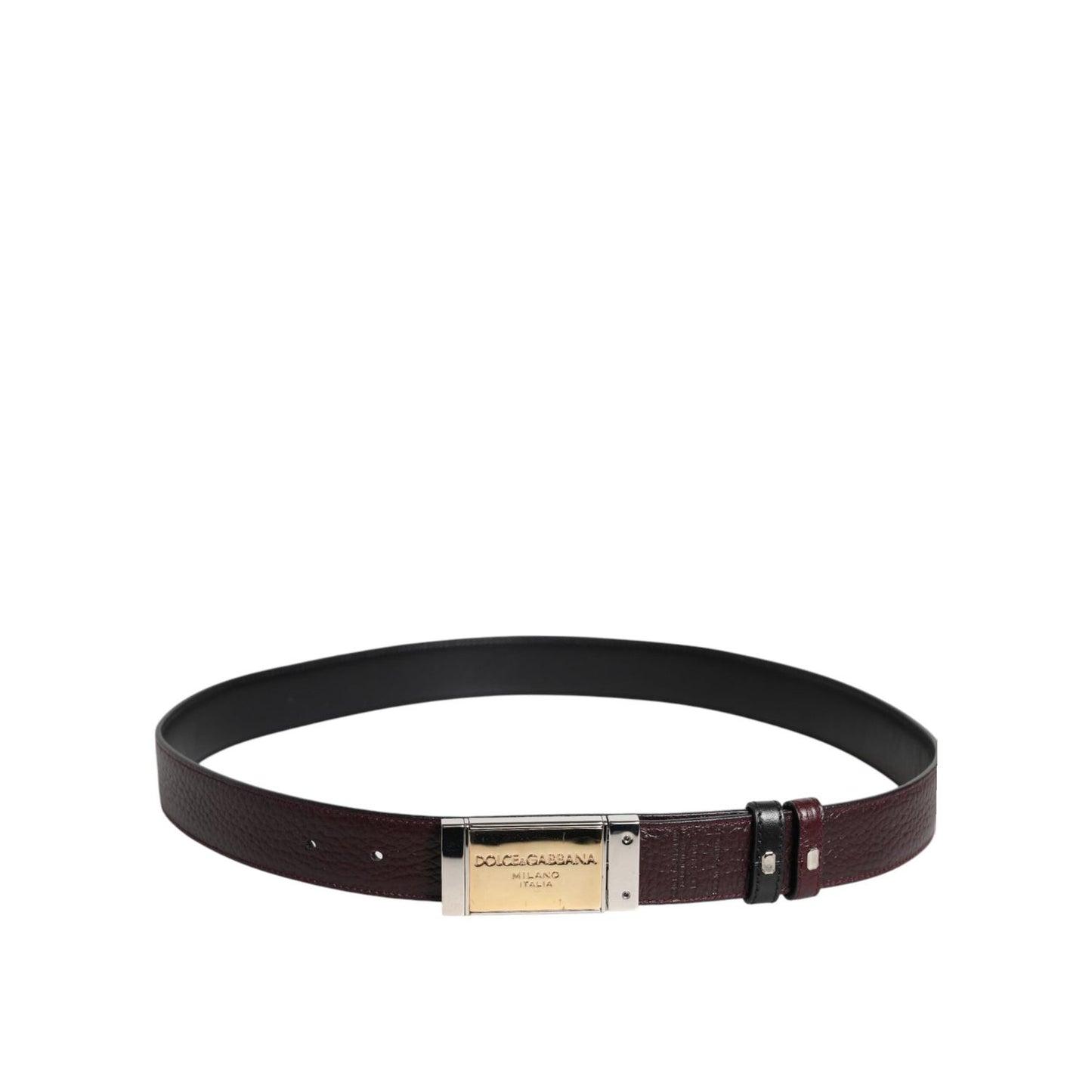 Dolce & Gabbana Black Brown Leather Metal Buckle Reversible Belt BEL9254-90
