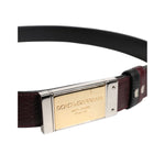 Dolce & Gabbana Black Brown Leather Metal Buckle Reversible Belt BEL9254-90