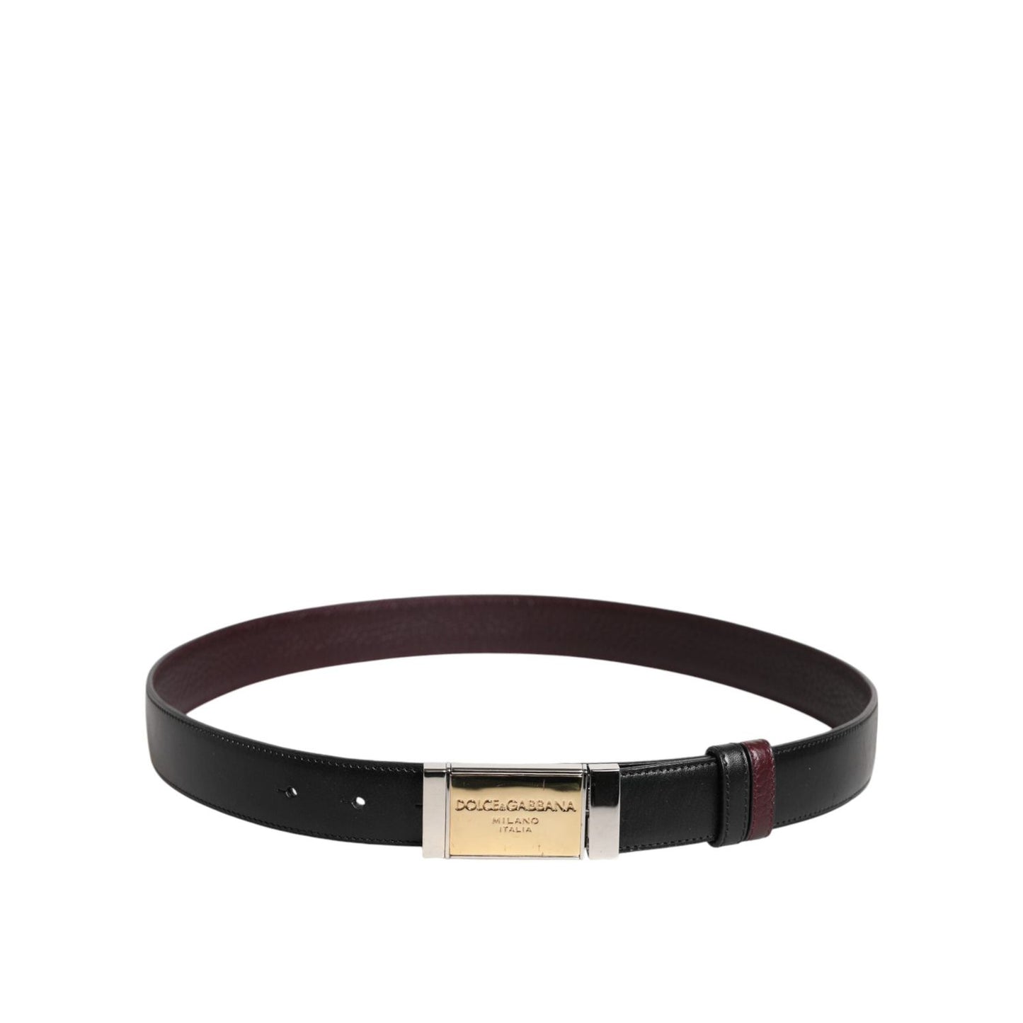 Dolce & Gabbana Black Brown Leather Metal Buckle Reversible Belt BEL9254-90