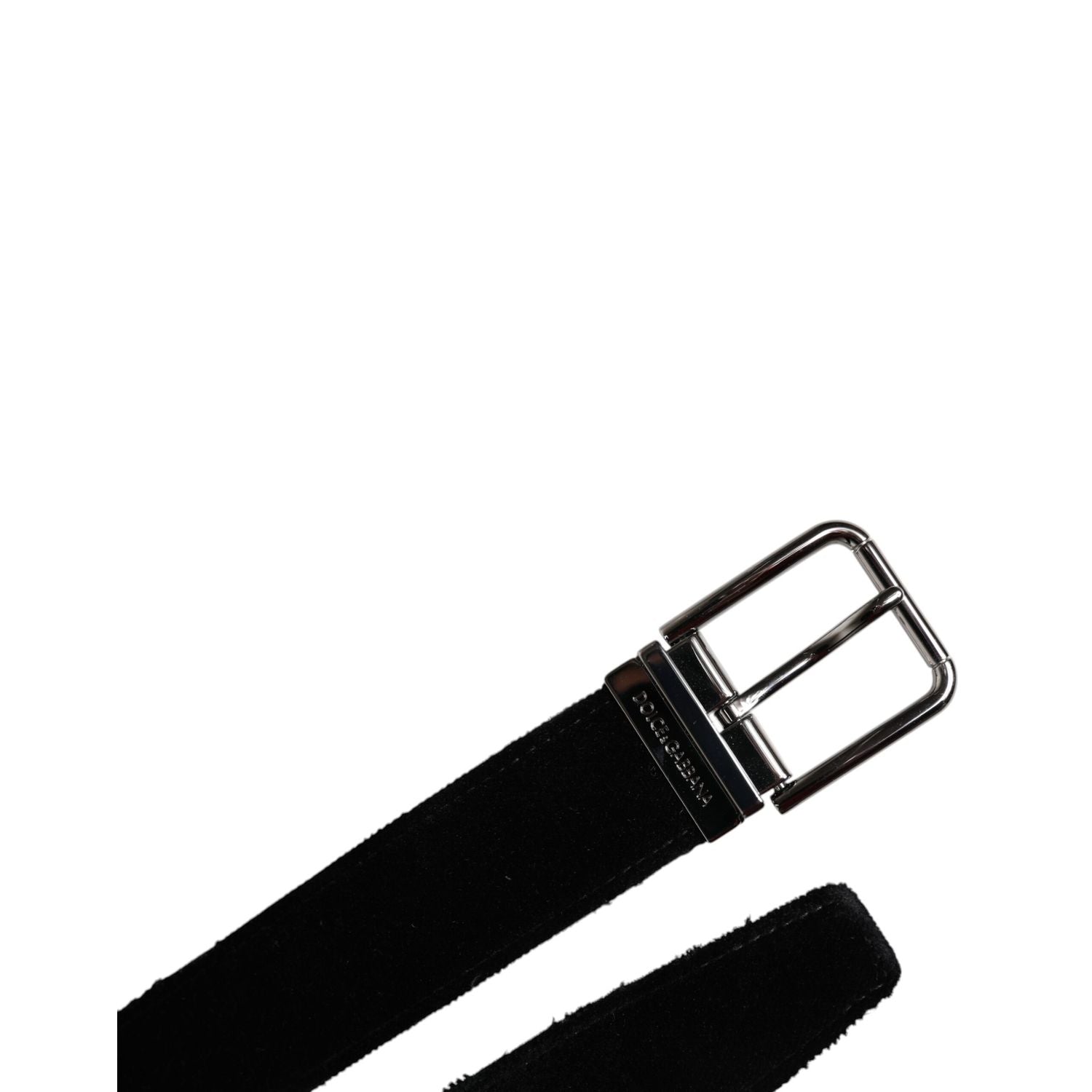 Dolce & Gabbana Black Cotton Silver Tone Metal Buckle Belt