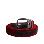 Dolce & Gabbana Red Velvet Black Metal Buckle Logo Belt BEL9279-100