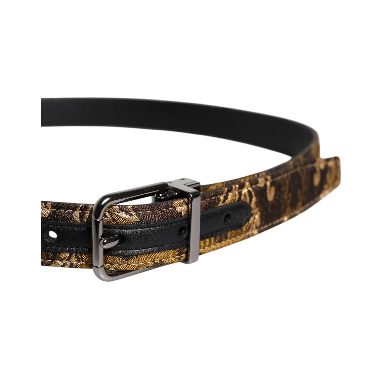 Dolce & Gabbana Multicolor Jacquard Leather Logo Buckle Belt