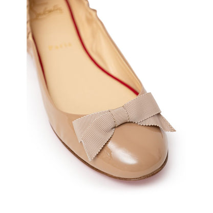 Christian Louboutin Beige Patent Leather Ballet Flats