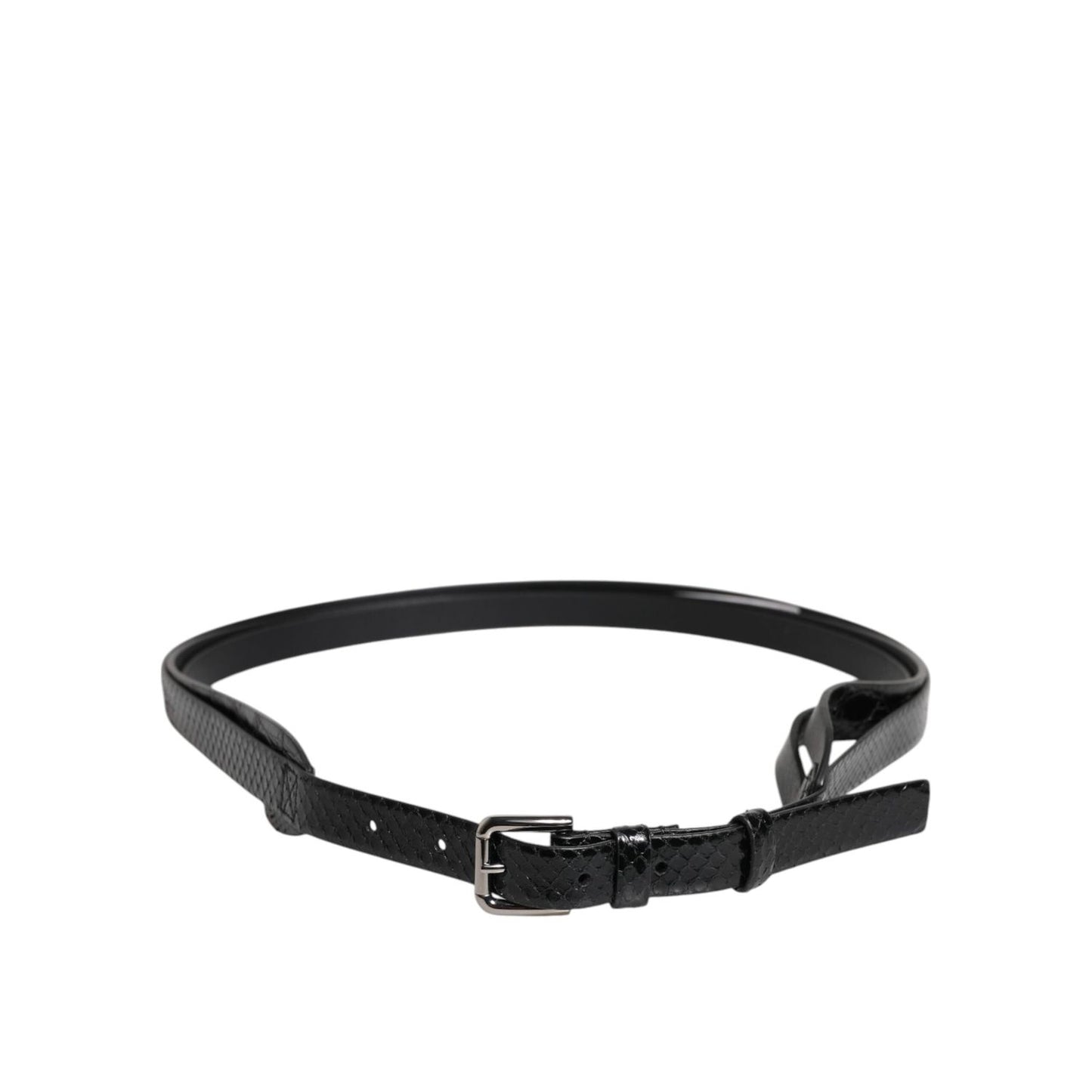 Dolce & Gabbana Black Leather Classic Metal Logo Buckle Belt