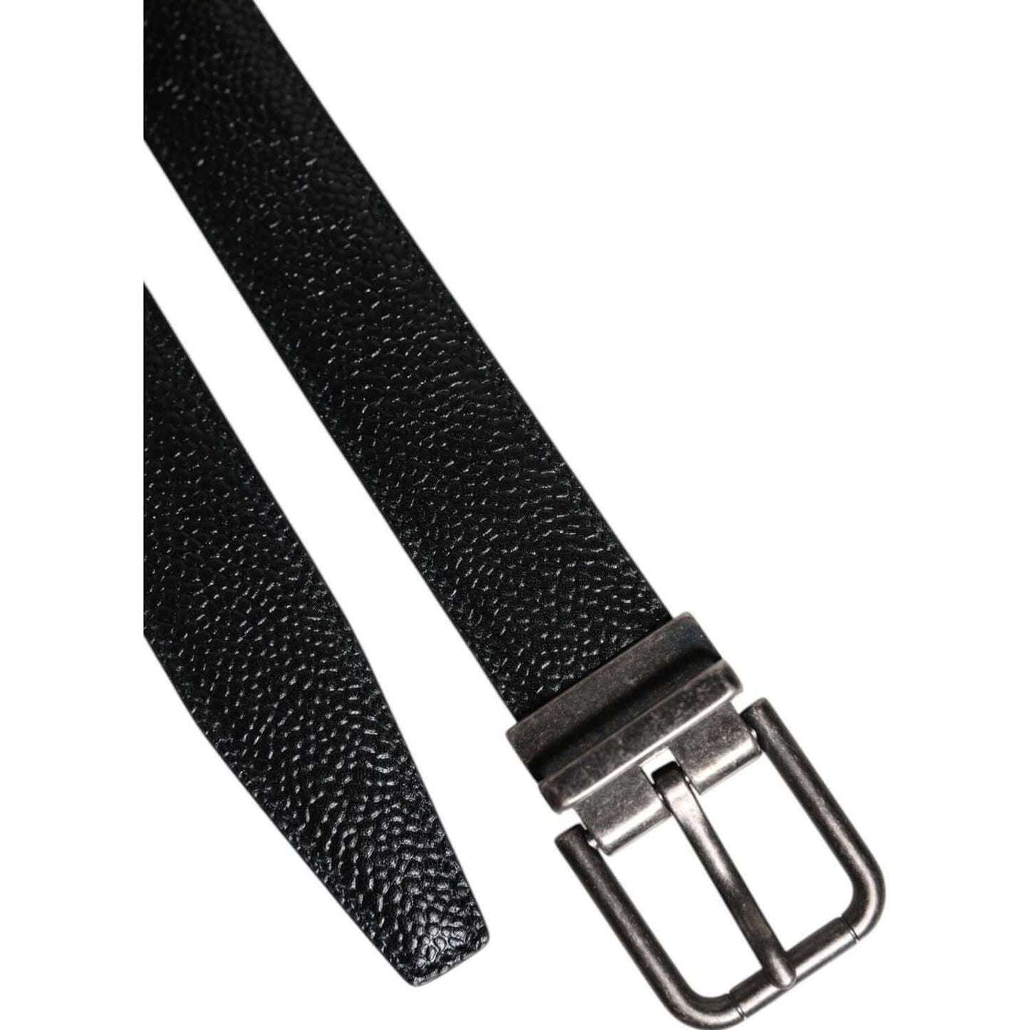 Dolce & Gabbana Black Calf Leather Classic Metal Buckle Belt