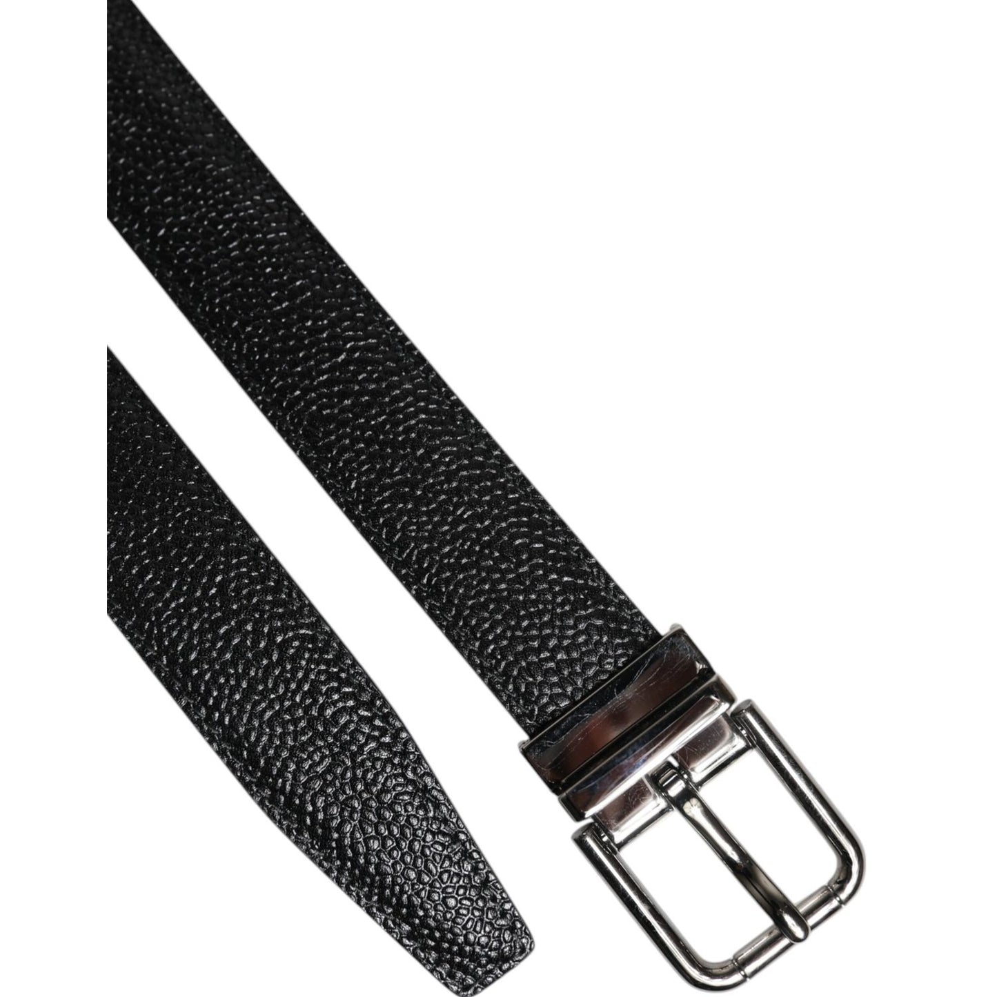 Dolce & Gabbana Black Calf Leather Classic Metal Buckle Belt