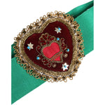 Dolce & Gabbana Green Stretch Wide Waist Heart Embellished Belt WMB395-40