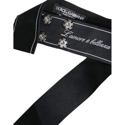 Dolce & Gabbana Black Waist Ribbon Wide Bow Logo Belt