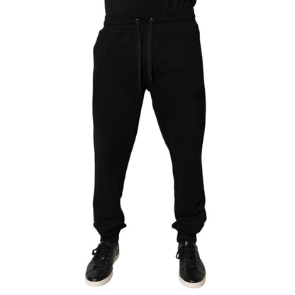Dolce & Gabbana Black Cotton Mid Waist Jogger Sweatpants Pants