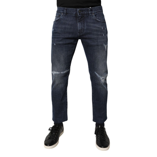 Dolce & Gabbana Blue Cotton Stretch Skinny Men Denim Jeans