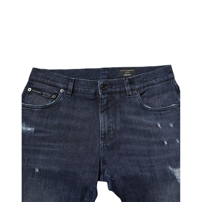 Dolce & Gabbana Blue Cotton Stretch Skinny Men Denim Jeans