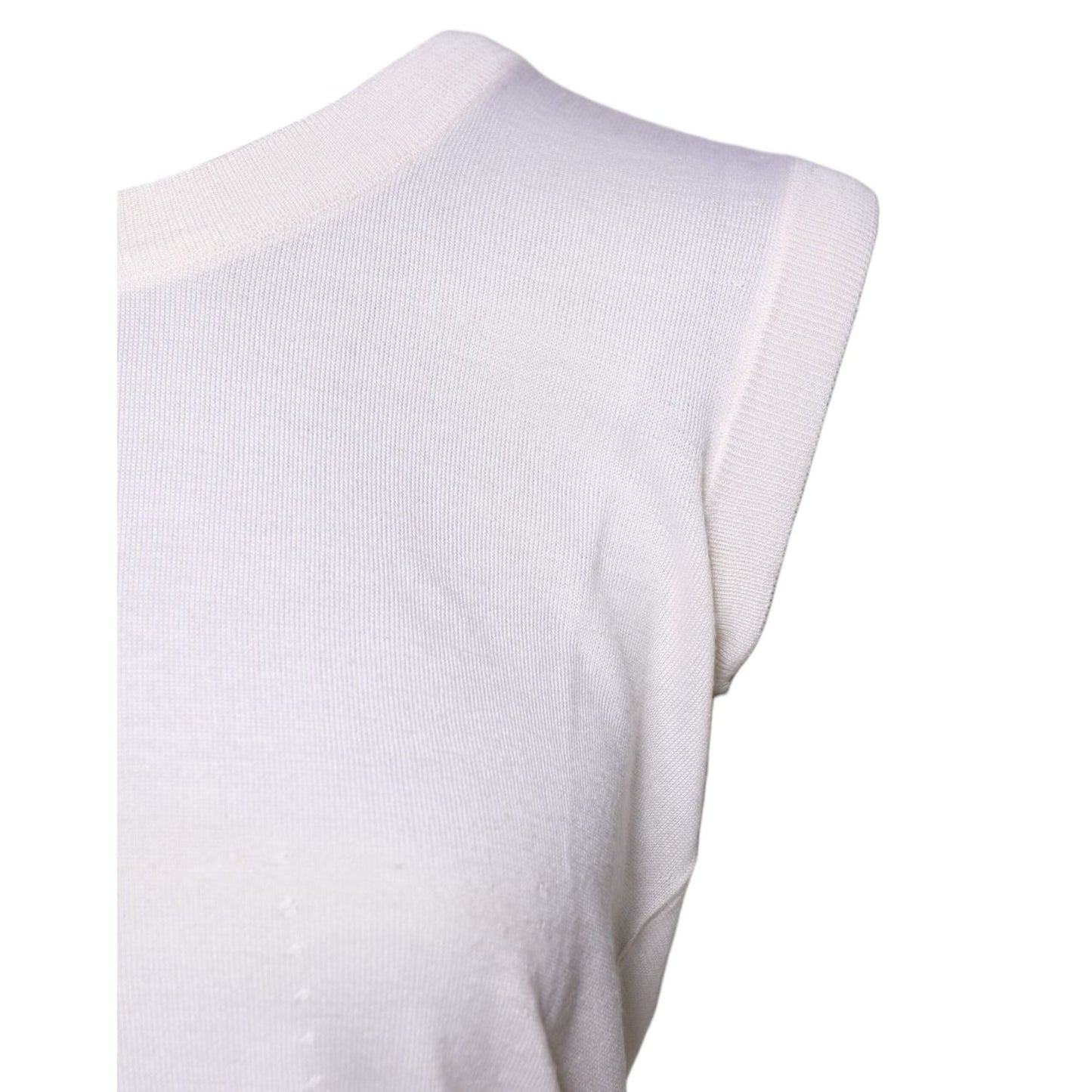 Dolce & Gabbana White Sleeveless Cashmere Round Neck Tank Top TSH87249-38